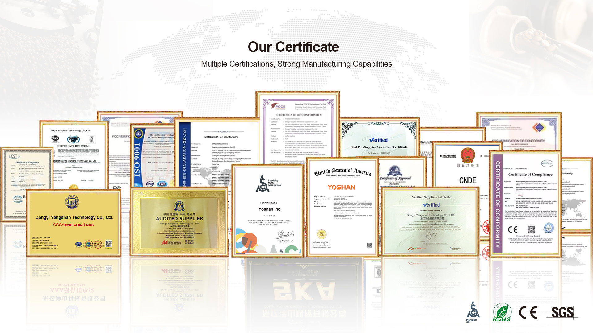 YOSHAN Certificates — CE, RoHS, SGS