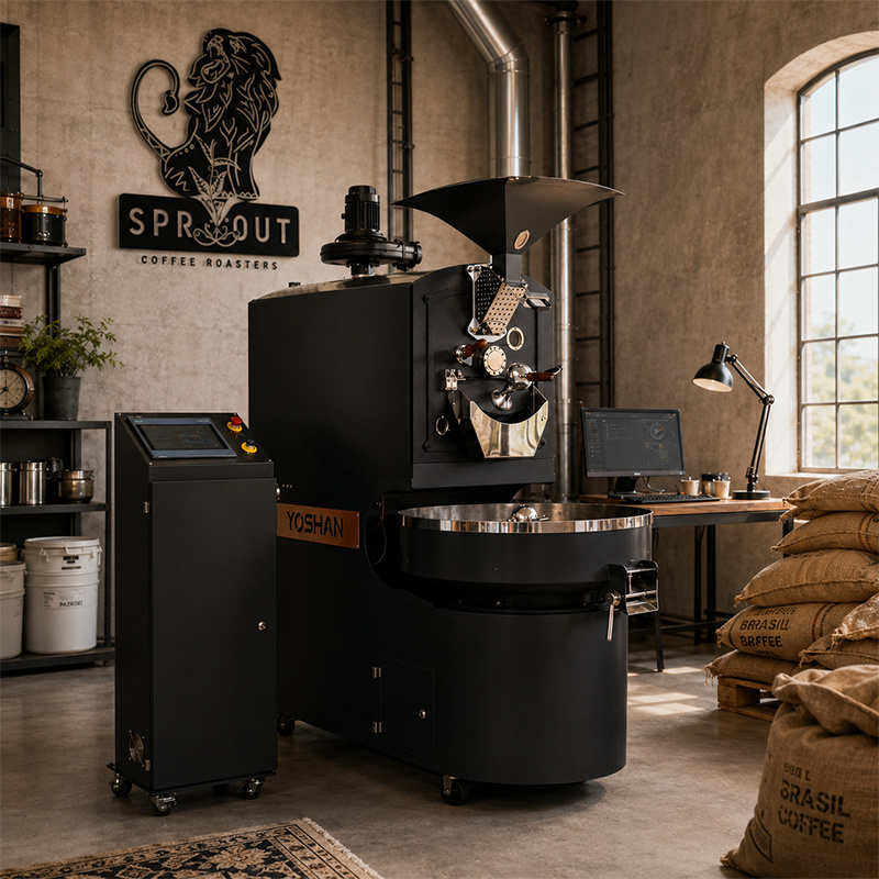 Yoshan coffee roaster in the corner of a coffee shop