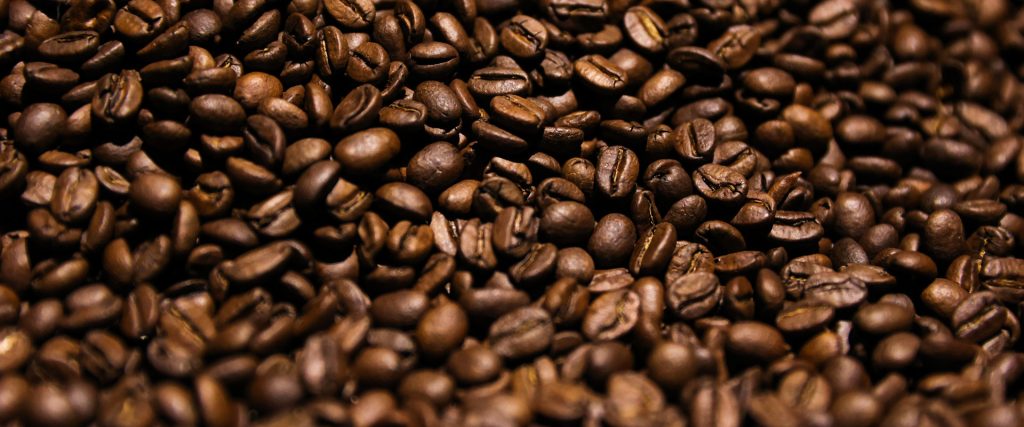 Freshly roasted coffee beans, close up