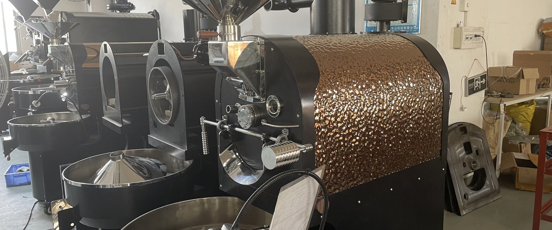 SD-3 coffee roasters being assembled in the Yoshan factory workshop