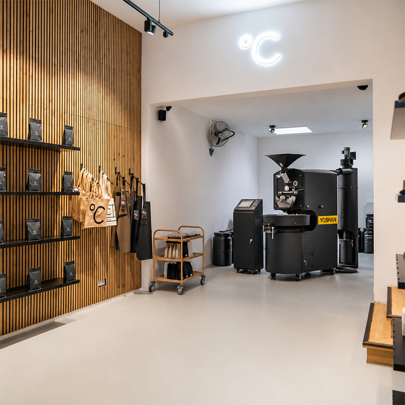 Yoshan coffee roaster in a retail showroom